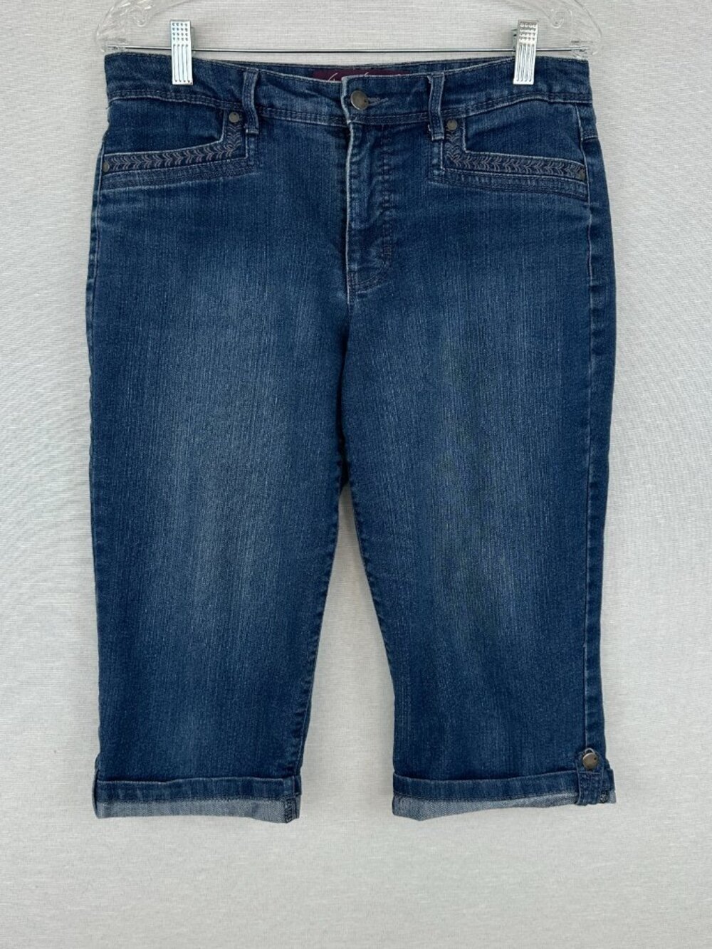 GLORIA VANDERBILD AMANDA BLUE CAPRI CUFFED WOMENS JEANS SIZE 6